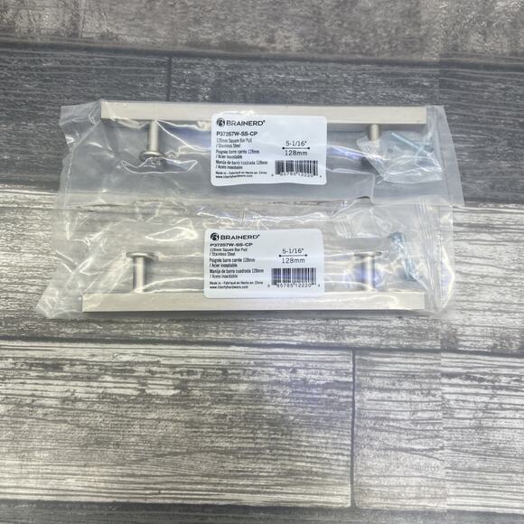 Lot of 2 Brainerd Square Bar Pull Stainless Steel {C} - Picture 2 of 8